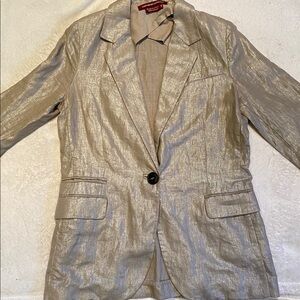 Comptoir des Cotonniers metallic linen single button blazer jacket Sz 38